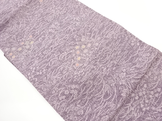 JAPANESE KIMONO / NAGOYA OBI / SILK / SHIBORI / AUTUMN PLANTS & STREAM